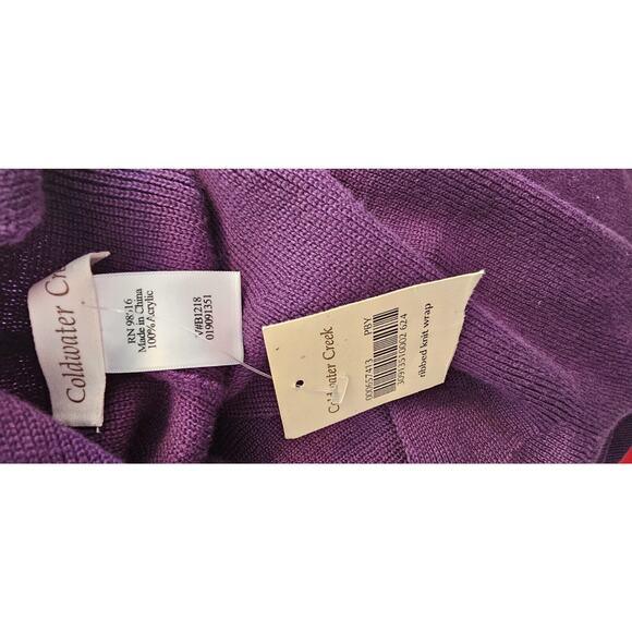 NWT Coldwater Creek Deep Purple Cascading Ruffled Wrap Shawl Sweater OSFM S M L - Picture 4 of 4